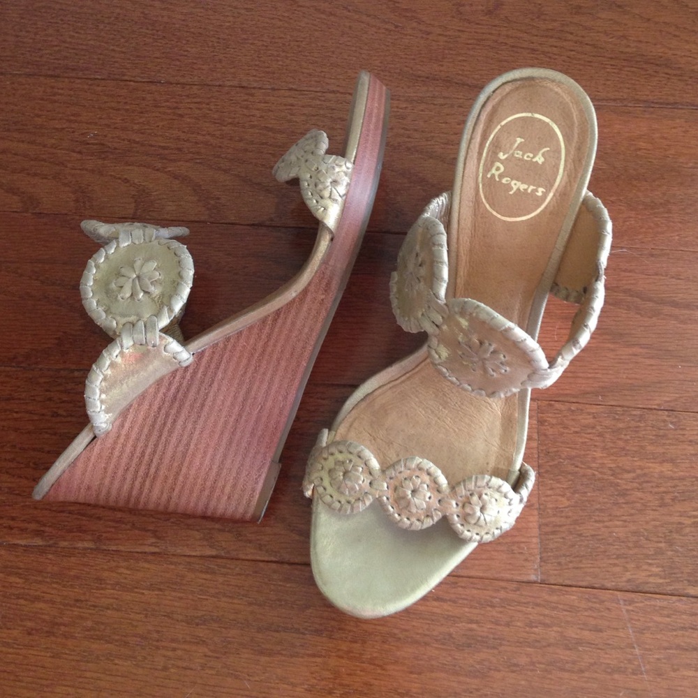 Luccia Jack Rogers Wedge Stardust Gold 8.5